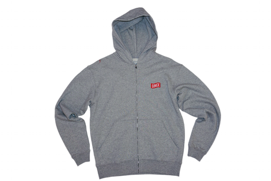 Grey Info Zip Up Hoodie