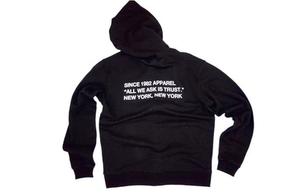 Black Info Zip Up Hoodie