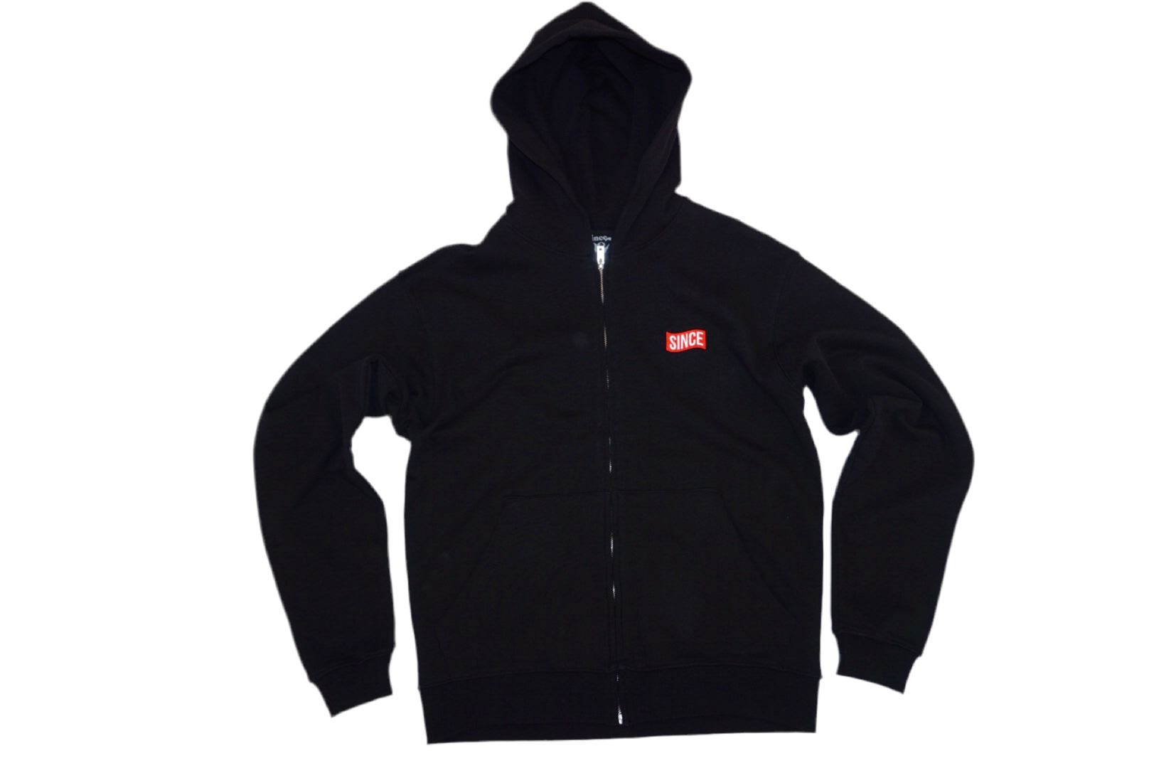 Black Info Zip Up Hoodie